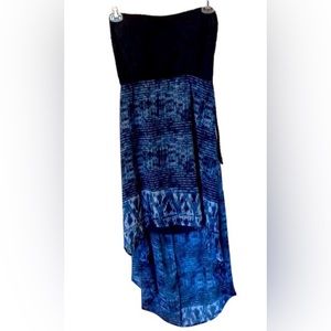 Strapless Summer Dress - Black & Blue XL